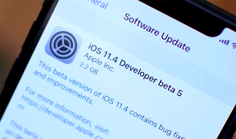 cập nhật iOS 11.4 Beta 5 mới