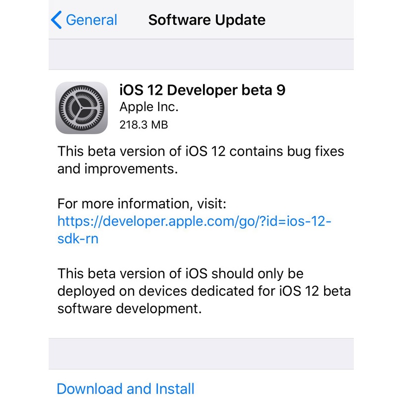 ios 12 beta 9 vừa phát hành khắc phục lỗi 