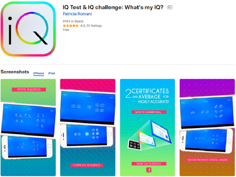 ứng dụng miễn phí test IQ