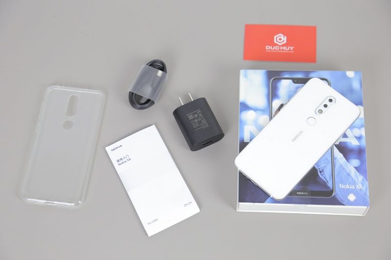 nokia x6 màu trắng máy và phụ kiện 