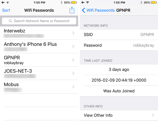 xem lại mật khẩu wifi trên iPhone.