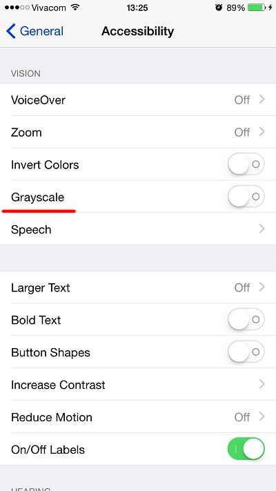 Tính năng Grayscale trên iOS 8 4