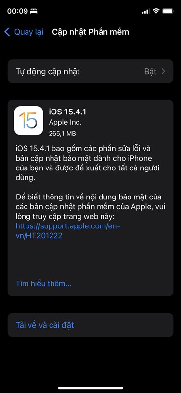 cập nhật iOS 15.4.1
