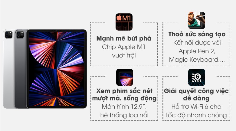 tính năng iPad Pro 12.9 inch M1 2021 128GB WiFi