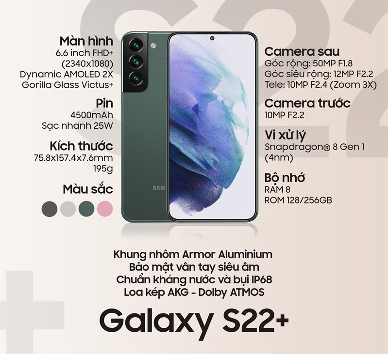 cấu hình Samsung Galaxy S22 Plus 5G