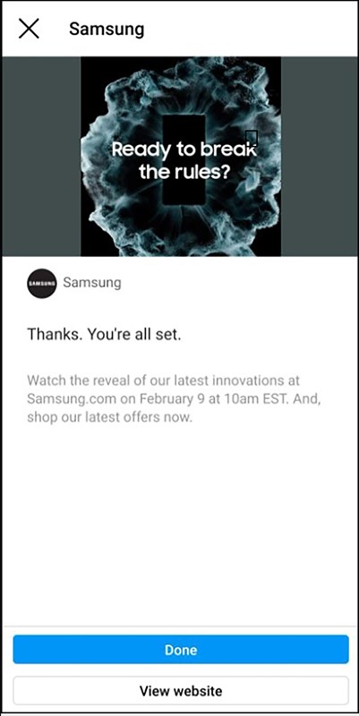 thông báo Samsung 