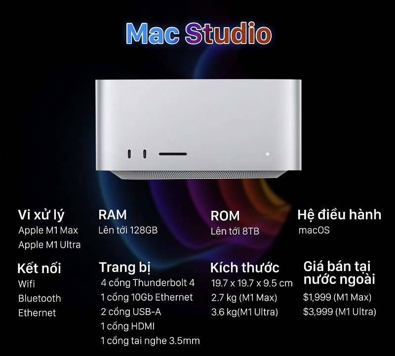 tính năng Apple Mac Studio M1 Max | M1 Ultra
