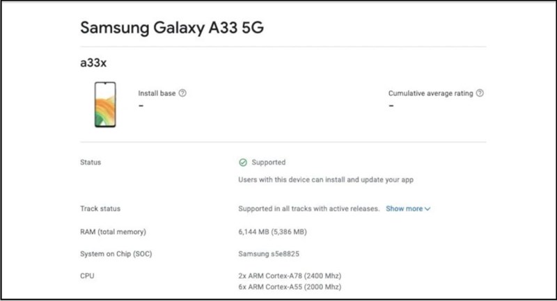 cấu hình Samsung Galaxy A33 5G 