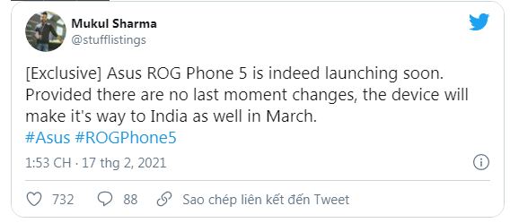 ngày ra mắt ROG Phone 5