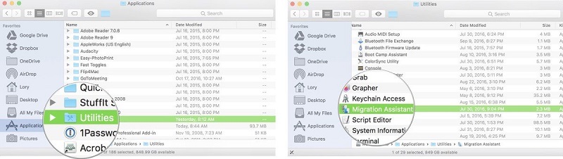 Bước 2 di chuyển dữ liệu từ Macbook cũ sang Macbook mới