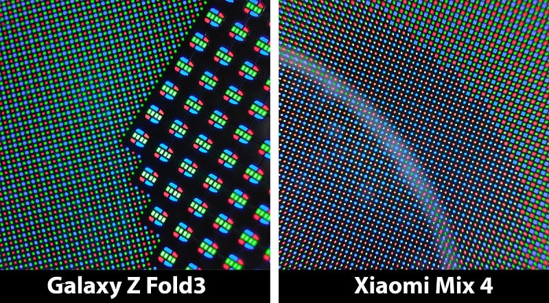 Mật độ ảnh Galaxy Z Fold3 5G và Xiaomi Mi Mix 4