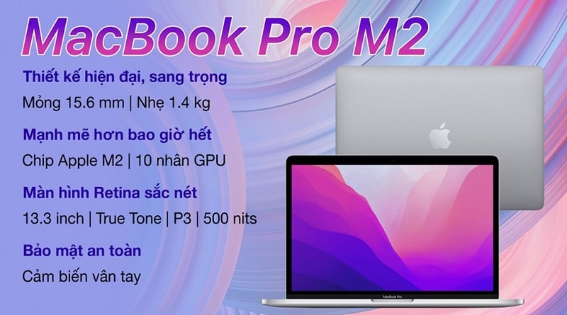 tính năng MacBook Pro M2 2022 10GPU (8GB - 512GB)