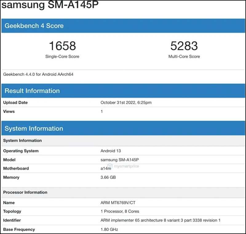 Galaxy A14 Geekbench 