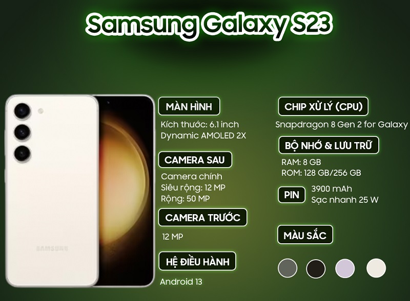 cấu hình Samsung Galaxy S23 5G.