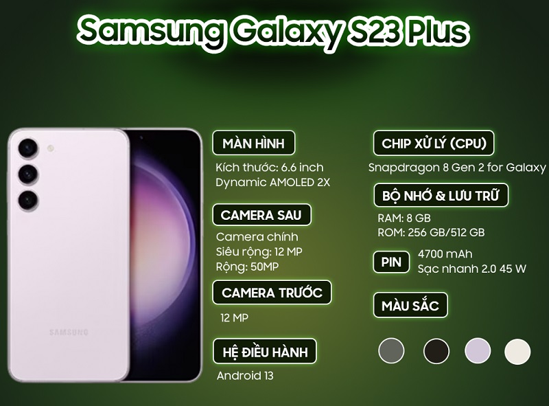 cấu hình Galaxy S23 Plus 5G. 