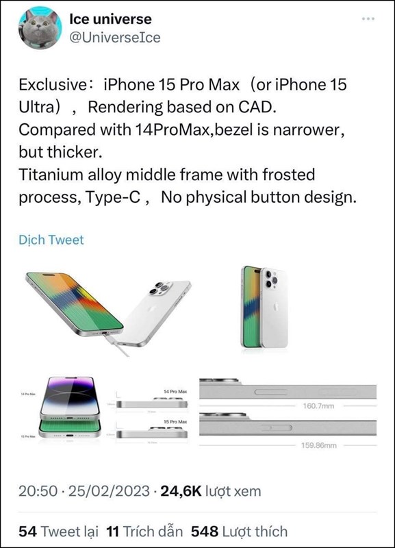 thiết kế iPhone 15 Pro Max