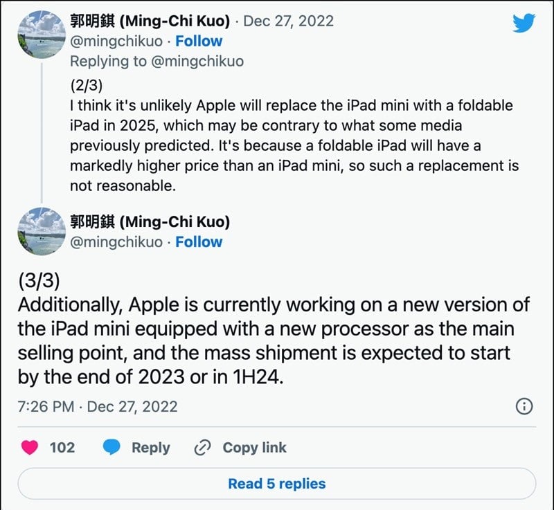 thông số iPad Mini 7 2023