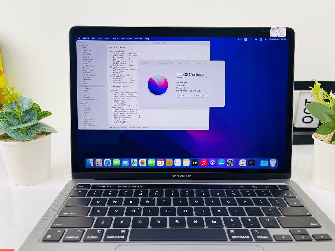 cấu hình Macbook Pro M1 256GB cũ