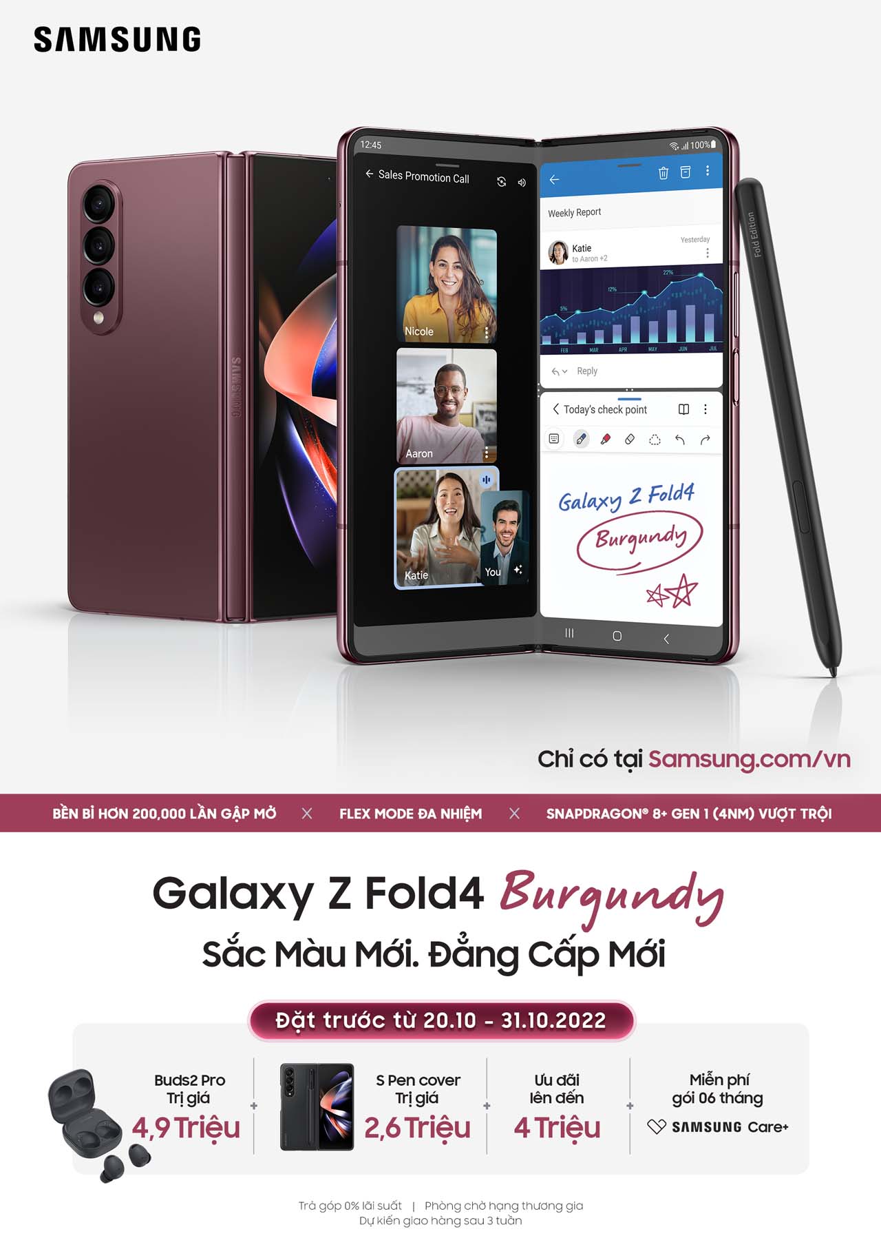 mua Samsung Galaxy Z Fold4 5G Burgundy 