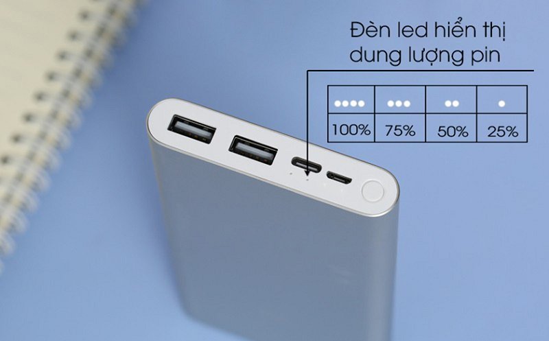 Đèn led Pin Sạc Dự Phòng Xiaomi Gen 3 10000 mAh 18W