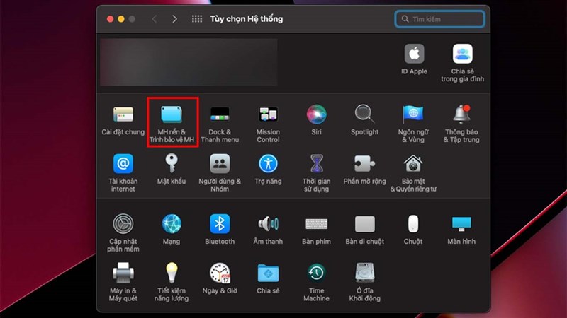 Bước 2 cách bật trình bảo vệ màn hình Macbook