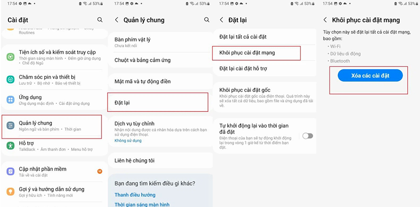 Cài đặt lại mạng trên Andrioid