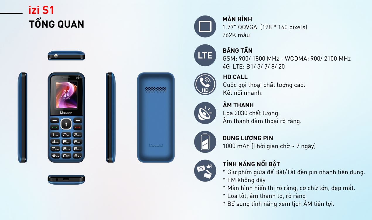 tính năng Masstel Izi S1 4G
