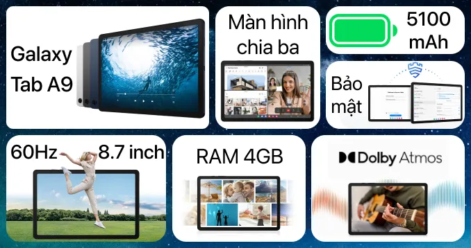 Cấu hình chiếc máy tính bảng Samsung Galaxy Tab A9 4G