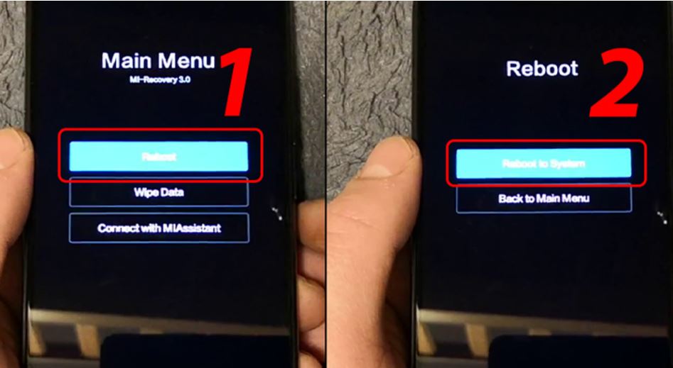  Chọn Reboot > Nhấn Reboot to System