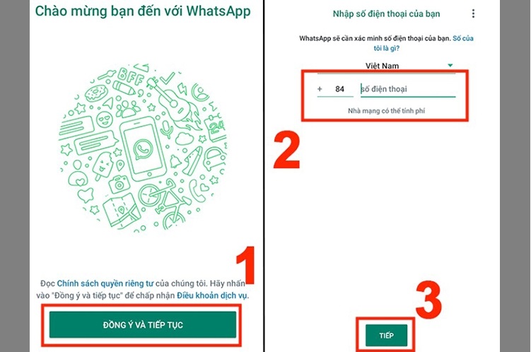 Mở ứng dụng WhatsApp đã tải