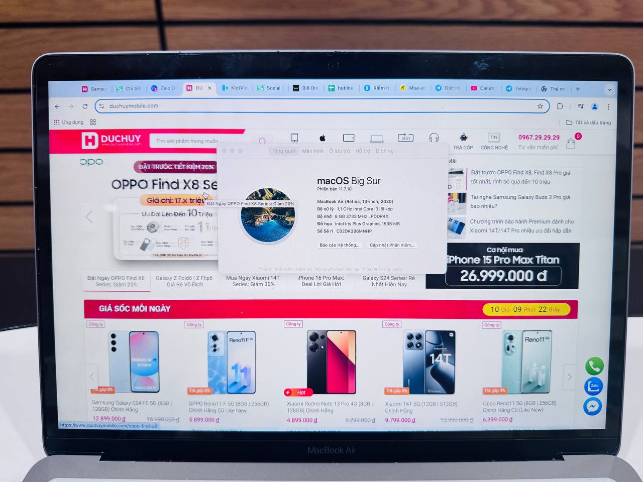 Macbook Air 2020 Chip Intel Core i3-1000G4 có cấu hình mạnh 