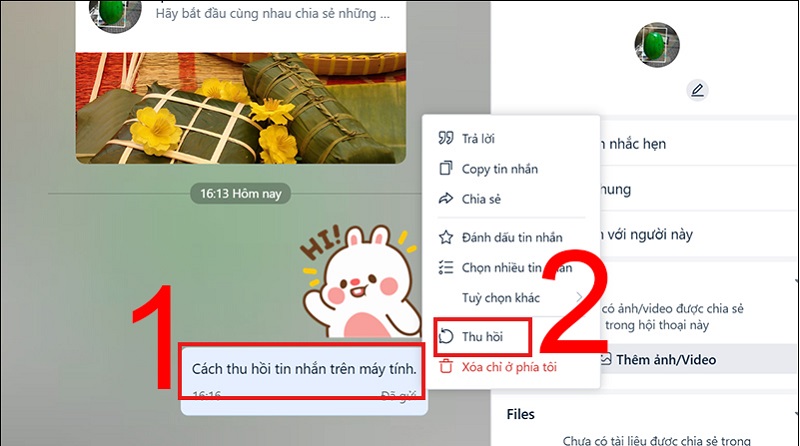 tính năng "Xóa chỉ ở phía tôi" trên zalo