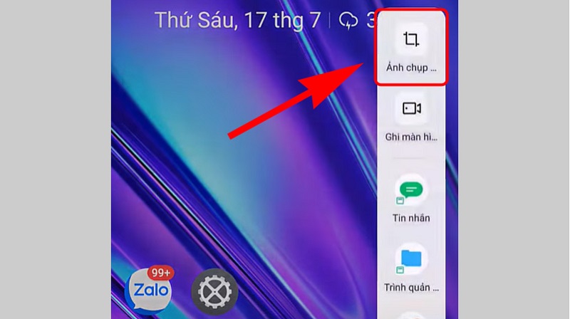 Nhấn chọn Ảnh chụp để chụp màn hình Realme
