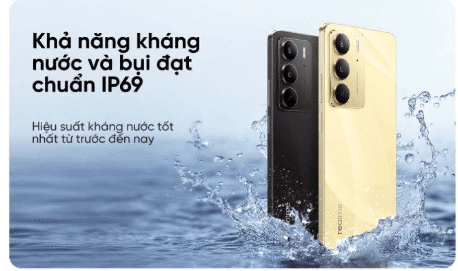 Realme C75 có chống nước đạt chuẩn IP69