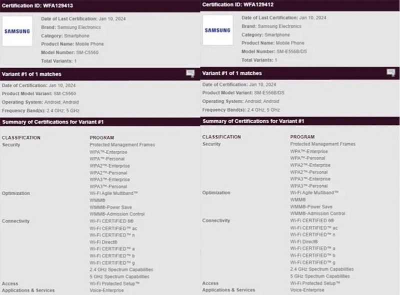 chứng nhận Samsung Galaxy F55