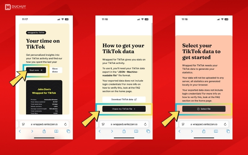 Cách xem TikTok Wrapped 2024 trên điện thoại - chọn dữ liệu