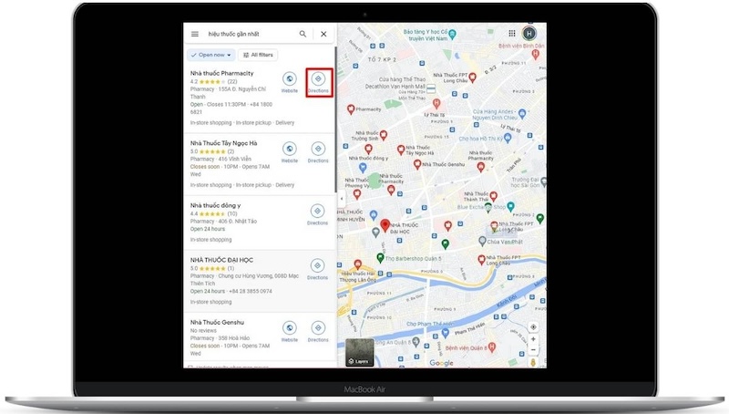 Cách tìm hiệu thuốc gần nhất ở đâu trên máy tính