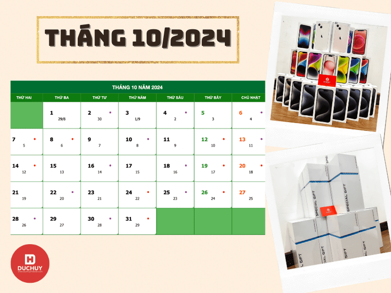  Lịch âm dương tháng 10/2024