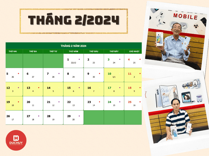  Lịch âm dương tháng 2/2024