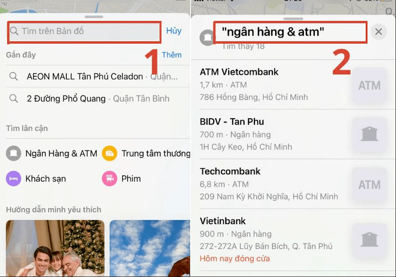 Cách tìm trụ ATM gần đây nhất qua ứng dụng “ Bản đồ" trên iPhone