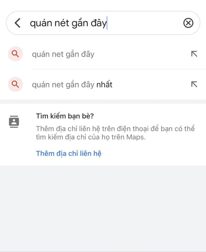 search từ quán nét gầbn đây trên google map