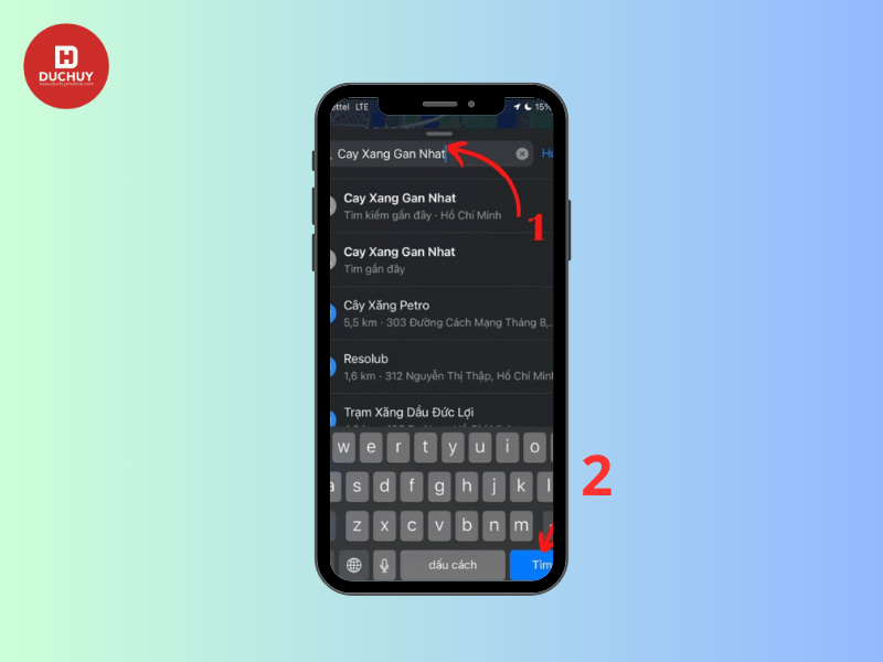 Tìm cây xăng bằng ứng dụng Bản đồ trên iPhone