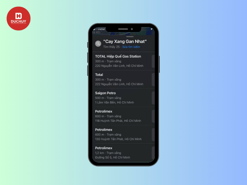 Tìm cây xăng bằng ứng dụng Bản đồ trên iPhone
