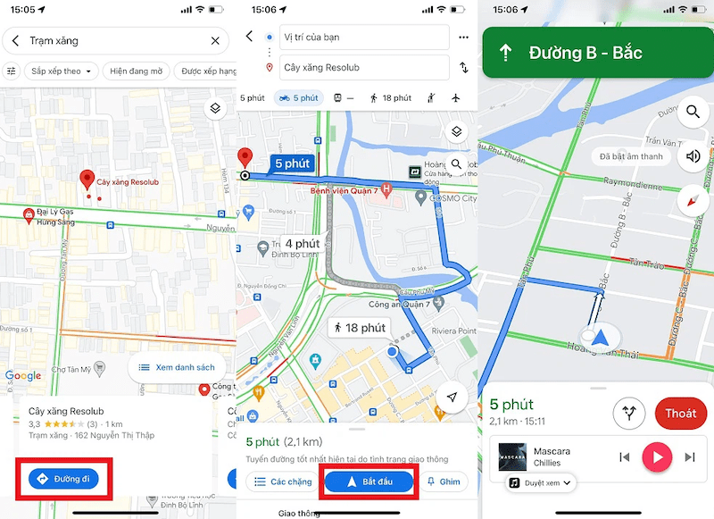 Tìm cây xăng gần nhất bằng Google Maps
