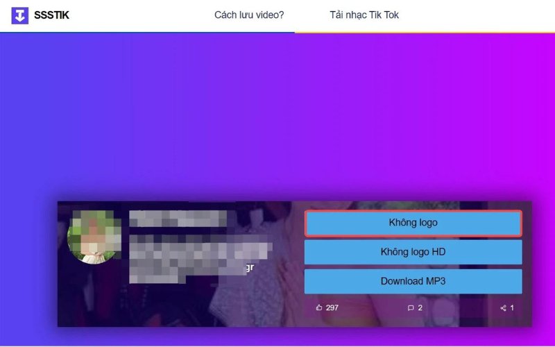 Cách thực hiện tải video TikTok không logo với SSSTikTok