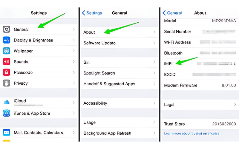 Cách tìm mã IMEI trong cài đặt của iPhone