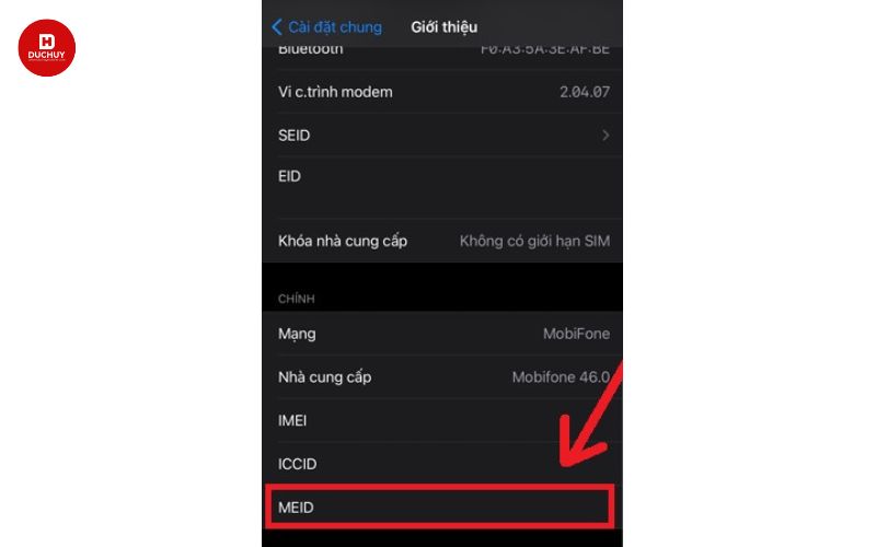 Sao chép đoạn code MEID