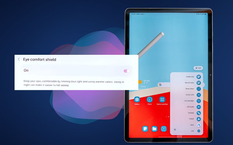 Samsung Galaxy Tab S10 FE Plus Wifi hỗ công nghệ bảo vệ mắt Eye Comfort Shield