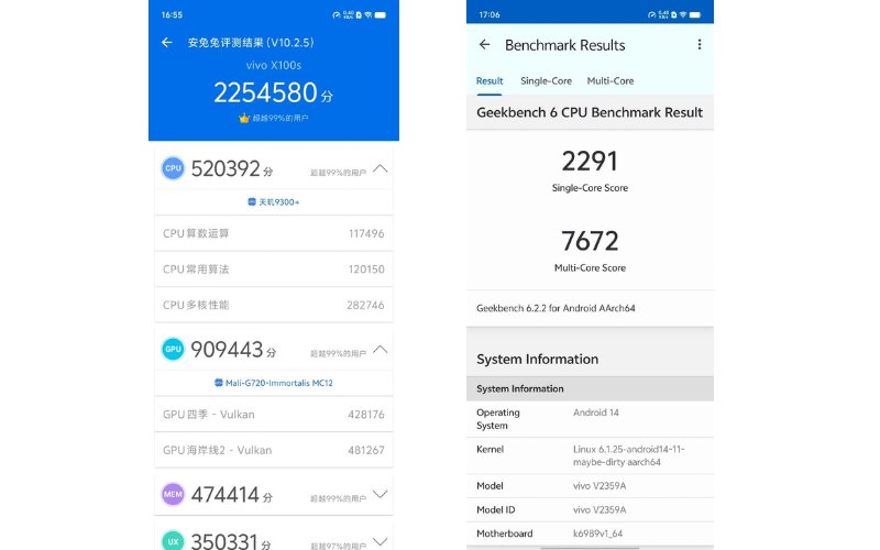Test hiệu năng Antutu trên vivo X100s