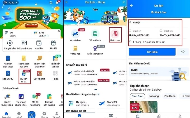 Cách tìm nhà nghỉ bằng Zalo Pay